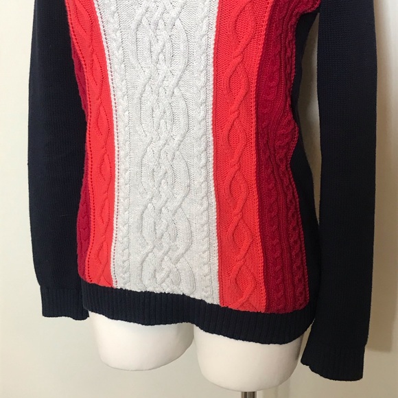 TOMMY HILFIGER Cable Knit Multicolor Sweater Top - Picture 4 of 9